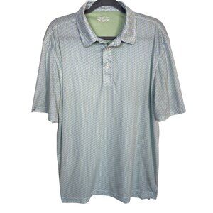 Straight Down Mens Size Large White Blue Green Short Sleeve Golf Polo North Ranc